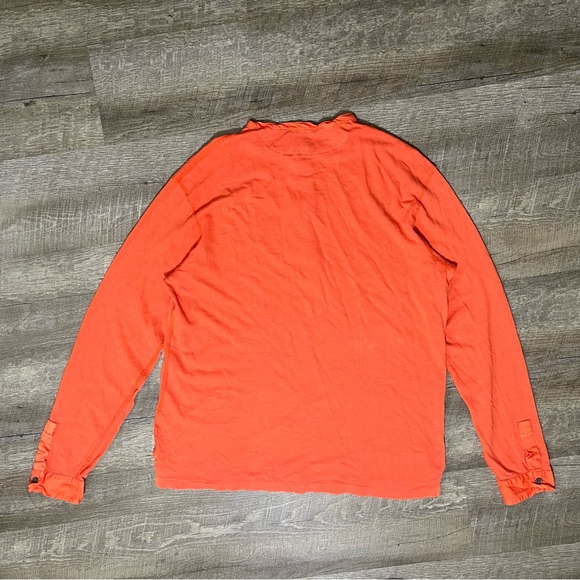 Polo Ralph Lauren Henley Shirt Men's L Orange Long Sleeve Linen Blend - Picture 2 of 8